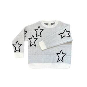 NEW TENLY girl's boxy stars sweater in ivory/black